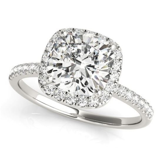 white gold cushion cut diamond halo engagement ring