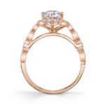 side view of rose gold antique style diamond ring
