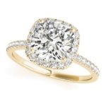 yellow gold cushion cut diamond halo engagement ring