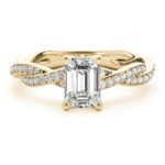 yellow gold emerald cut diamond engagement ring with twisted shank