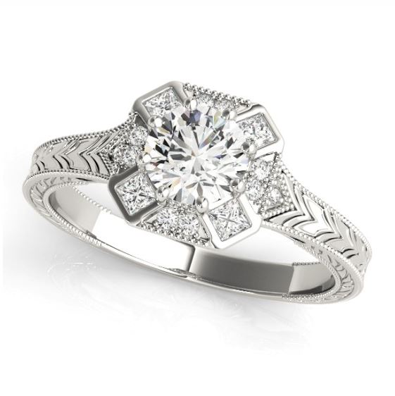 white gold vintage diamond engagement ring
