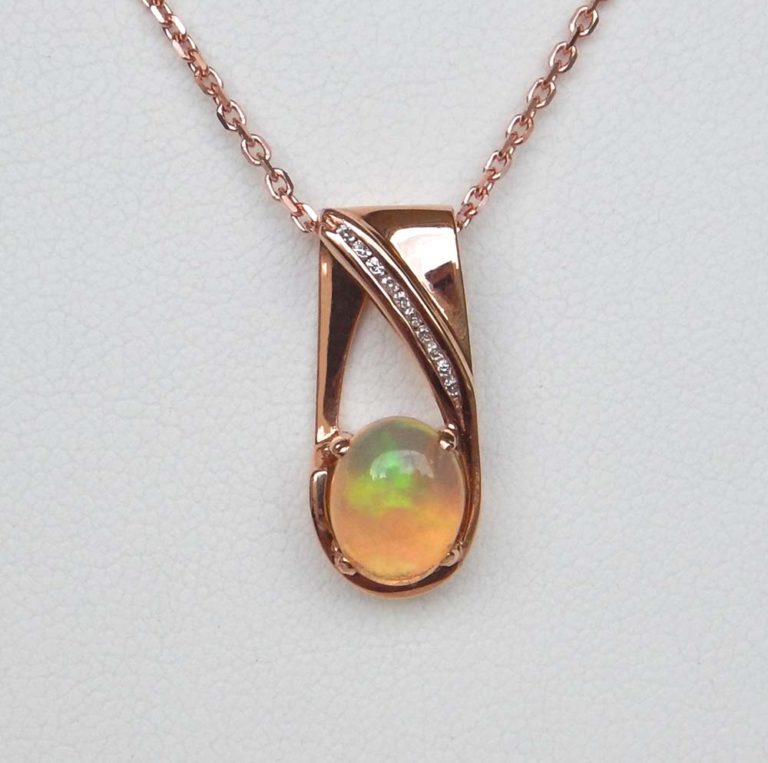 rose gold opal and diamond pendant