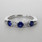 white gold large sapphire and diamond band