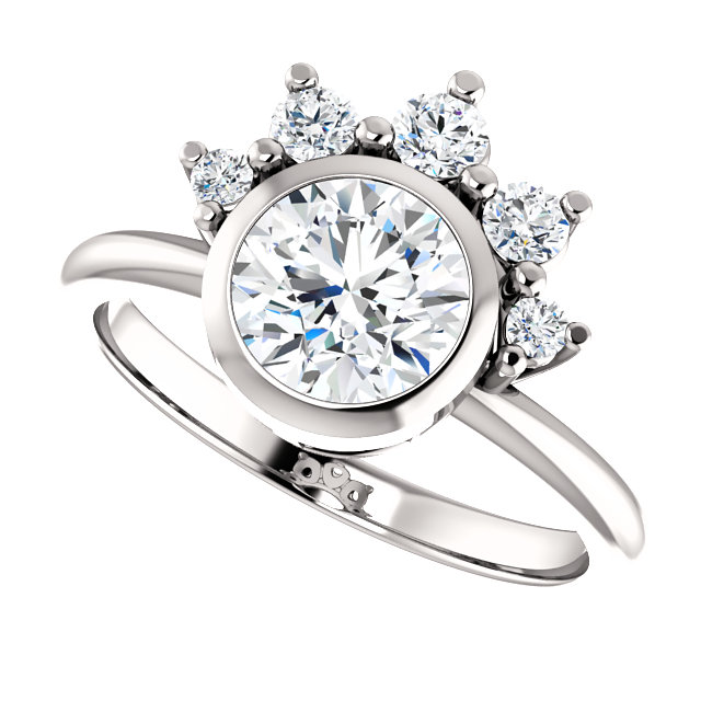 half diamond halo engagement ring