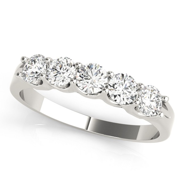 white gold diamond anniversary band with 5 large diamonds