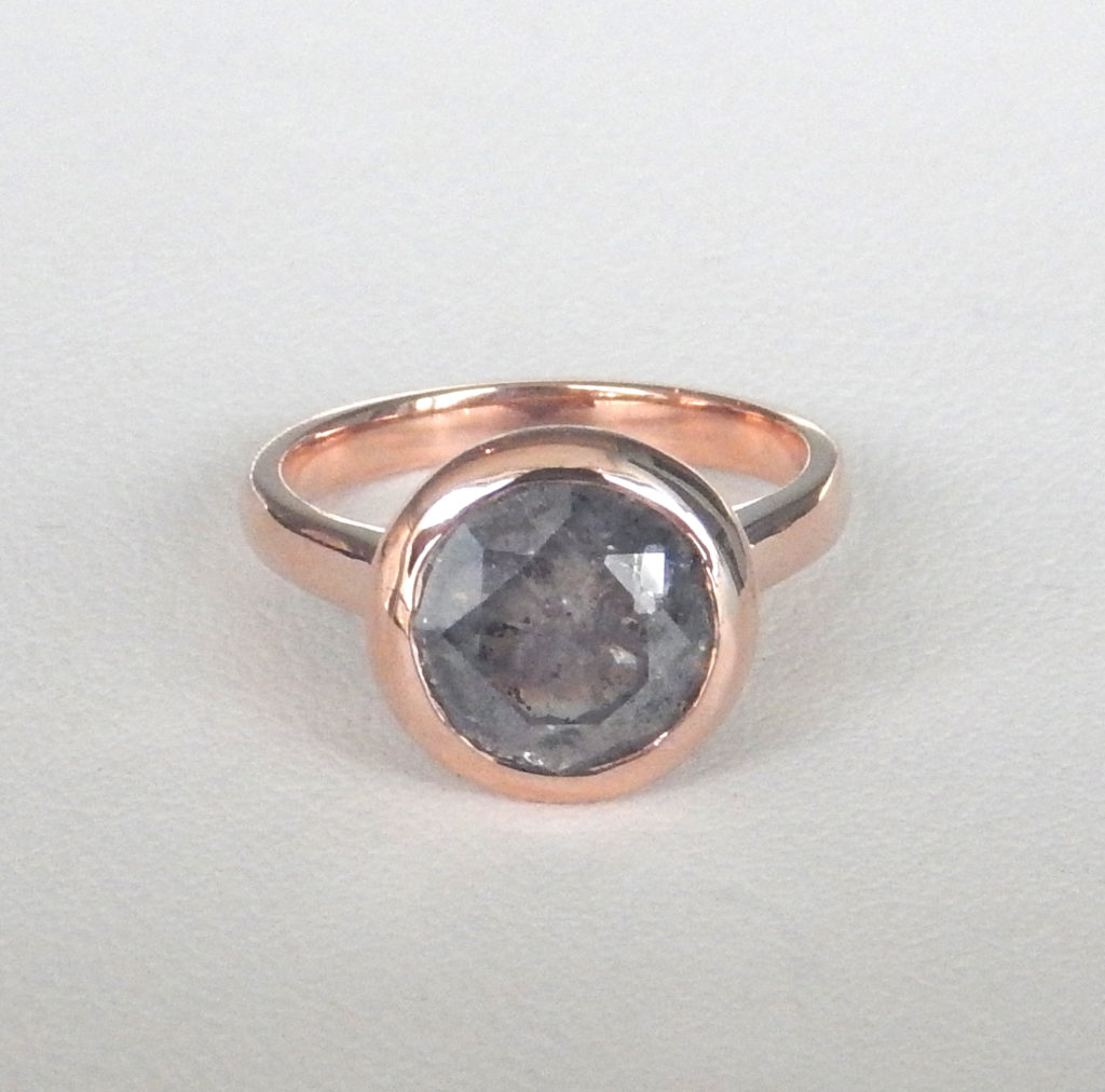 rose gold salt and pepper diamond engagement ring