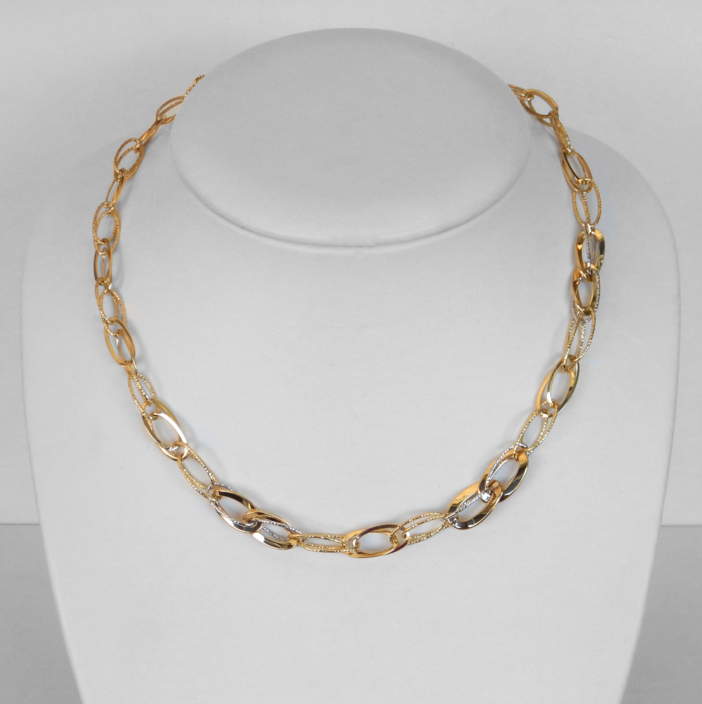 two tone gold link necklace