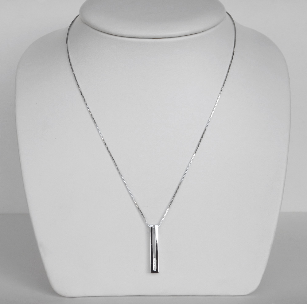 sterling silver diamond vertical bar pendant