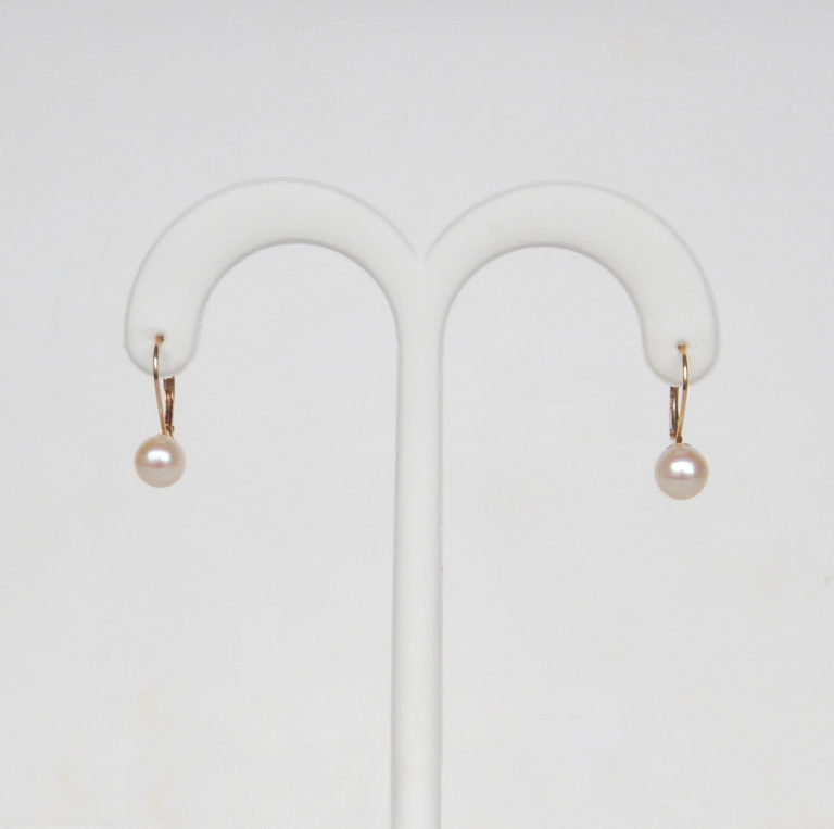 yellow gold pearl dangle earrings
