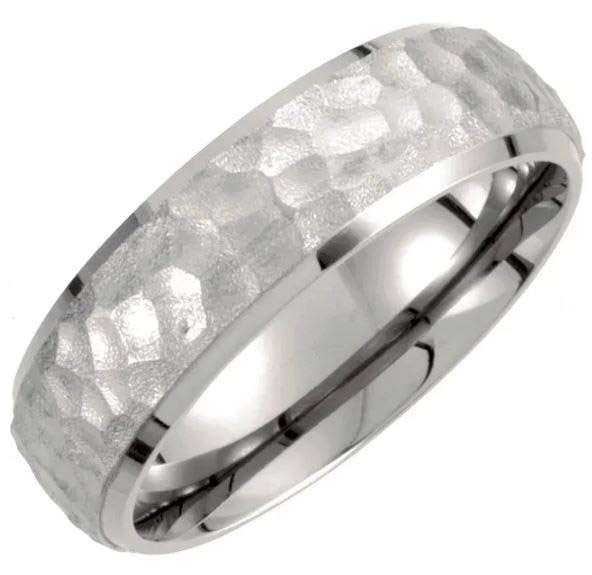 mens wedding band with hammered finish