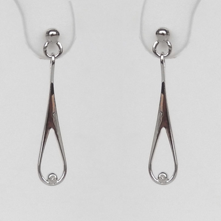 sterling silver diamond dangle earrings