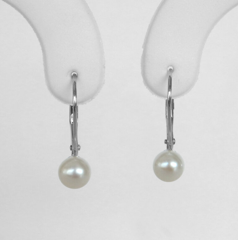 freshwater pearl leverback earrings white gold