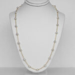 yellow gold tin cup pearl necklace