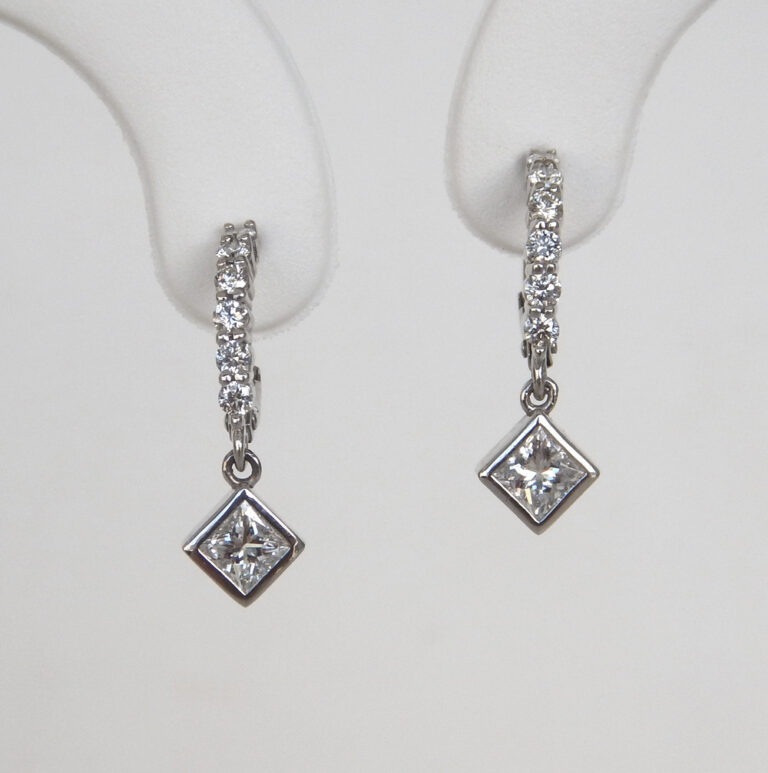 white gold diamond dangle earrings