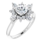 white gold or platinum diamond halo engagement ring