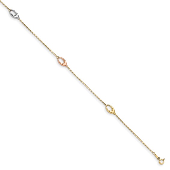 tri color gold anklet