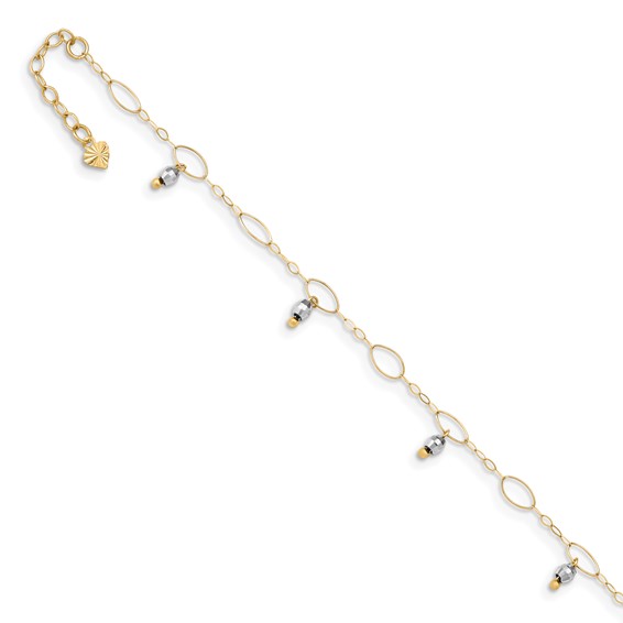 white and yellow gold anklet