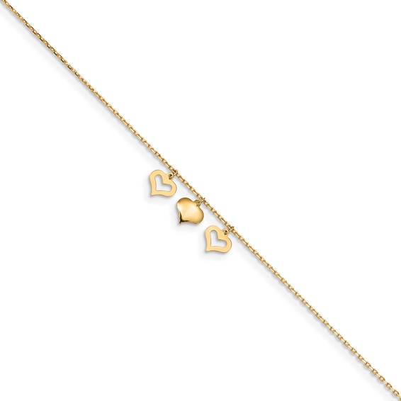 yellow gold heart anklet