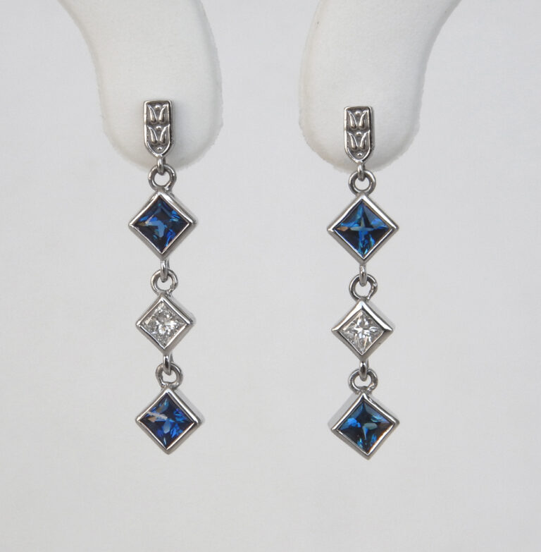 sapphire and diamond dangle earrings