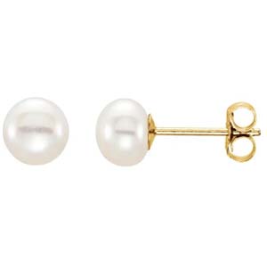 yellow gold pearl studs