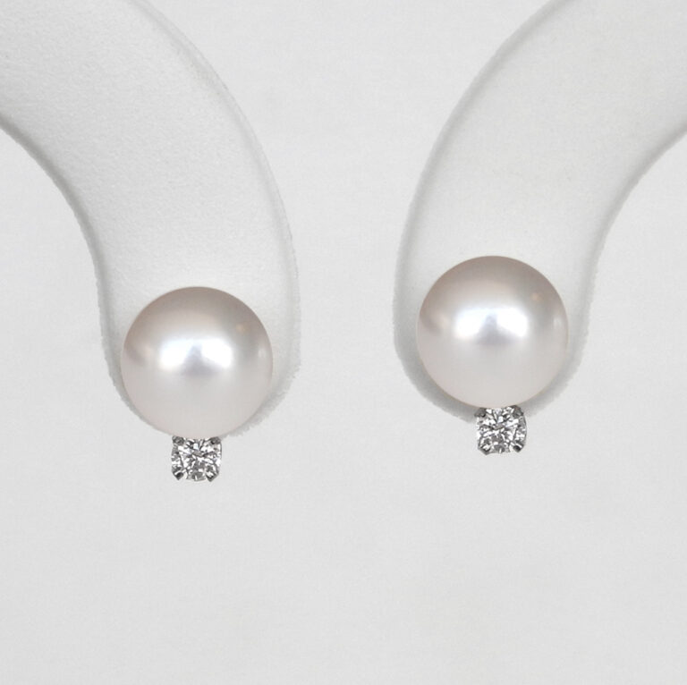 white gold pearl and diamond studs
