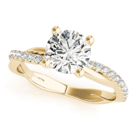 yellow gold twisted shank diamond engagement ring