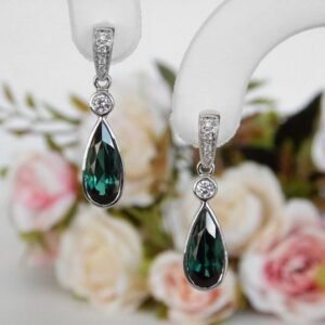 green tourmaline and diamond earrings