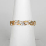 yellow gold leaf motif diamond band