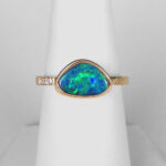 yellow gold black opal and diamond ring