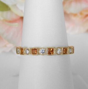 yellow gold citrine and diamond band