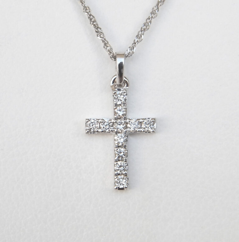 white gold diamond cross pendant