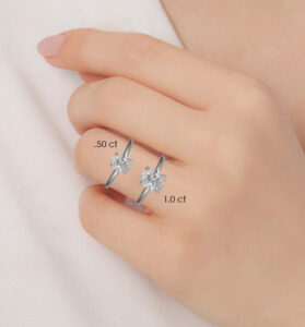 smaller oval diamond sizes on finger