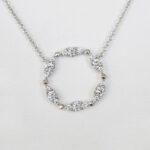 white gold diamond circle necklace