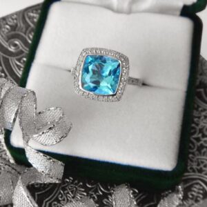 blue topaz and diamond ring