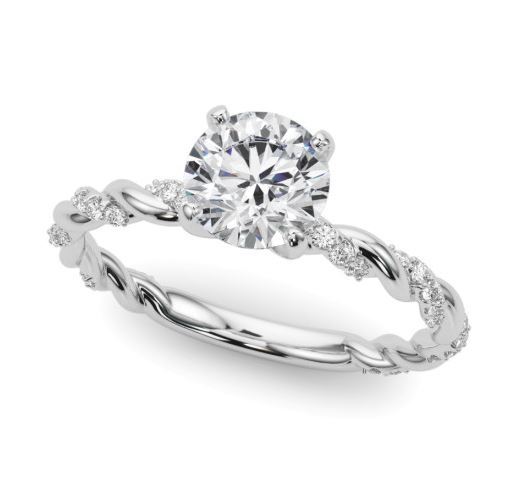 white gold diamond twisted shank engagement ring