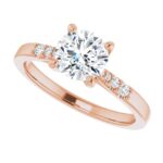 rose gold diamond accented engagement ring