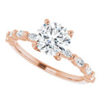 rose gold marquise accented diamond engagement ring