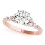 rose gold marquise and round diamond accented engagement ring