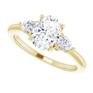 yellow gold three stone diamond engagement ring
