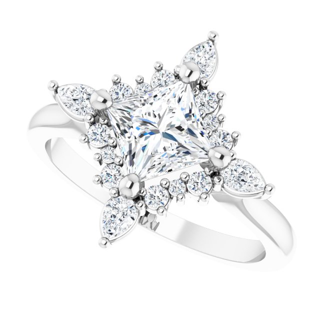 white gold halo style engagement ring