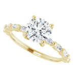 yellow gold marquise accented diamond engagement ring
