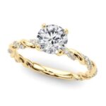 yellow gold diamond twist engagement ring