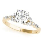 yellow gold marquise and round diamond accented engagement ring