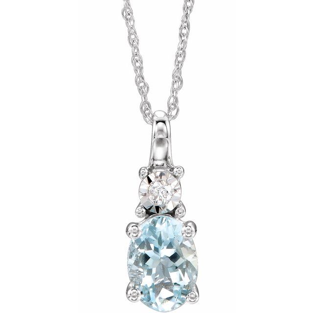 aquamarine and diamond pendant on chain
