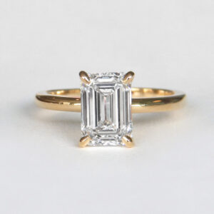 yellow gold emerald cut diamond solitaire engagement ring