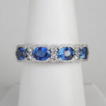 white gold oval sapphire and diamond band