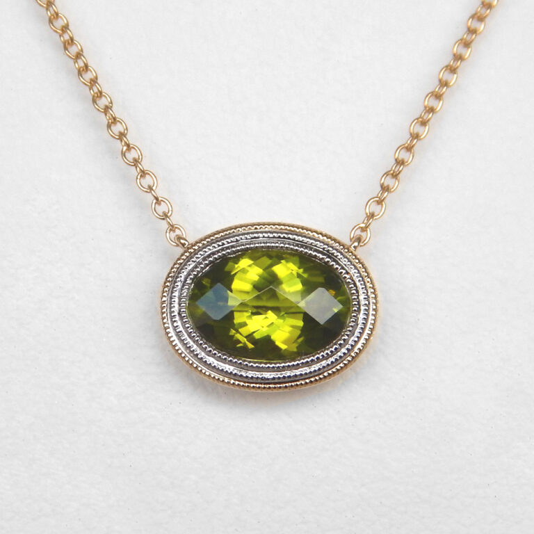 two tone gold peridot necklace