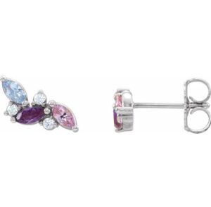 marquise birthstone cluster earrings