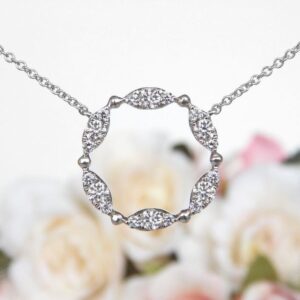white gold diamond circle necklace