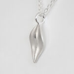 side view of sterling silver leaf pendant